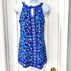 INC Womens Top Blue Cheetah Animal Print Size Small